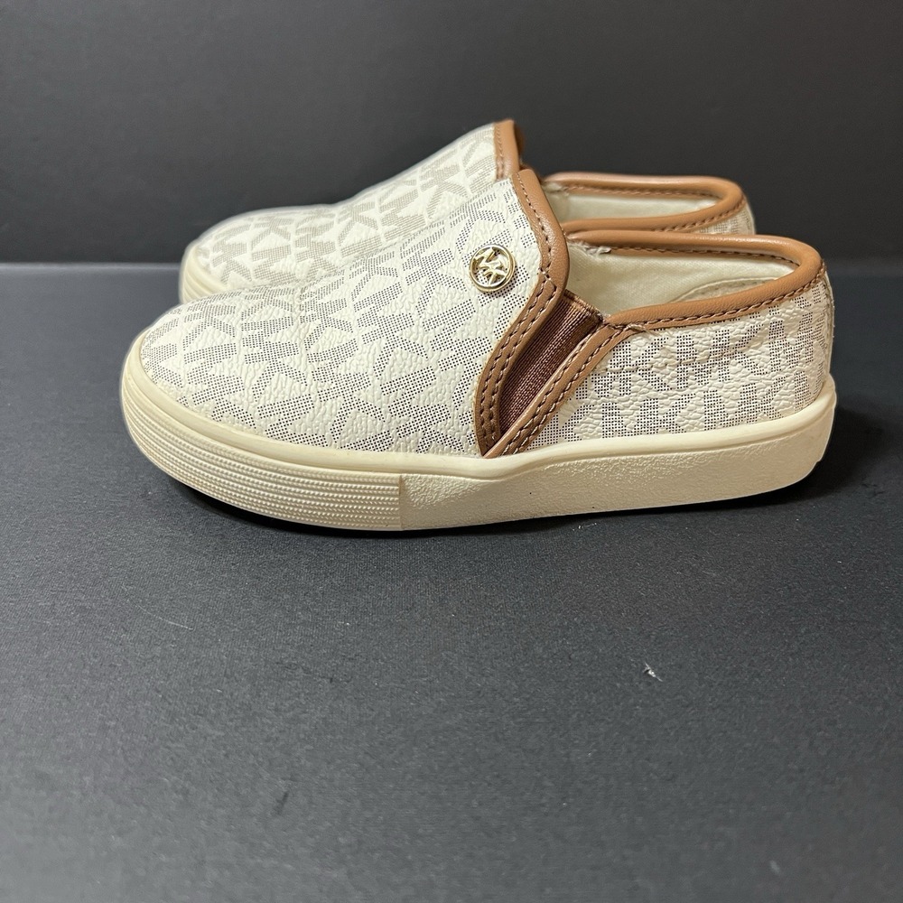 Michael Kors Kids Size 8 Toddler Girls Shoes Sneakers White Silver Tan
